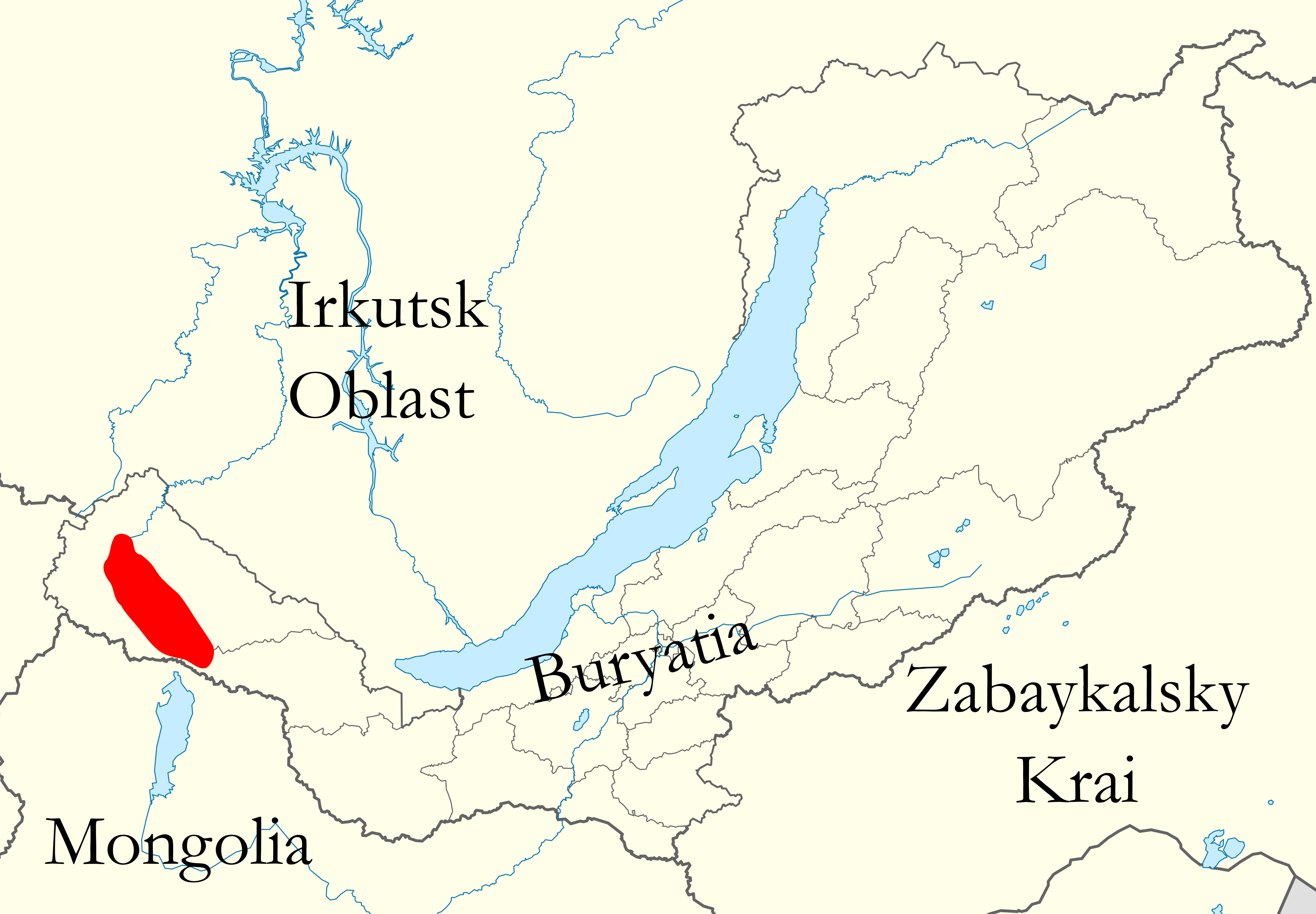 Approximate location of Soyot speakers in Russia.